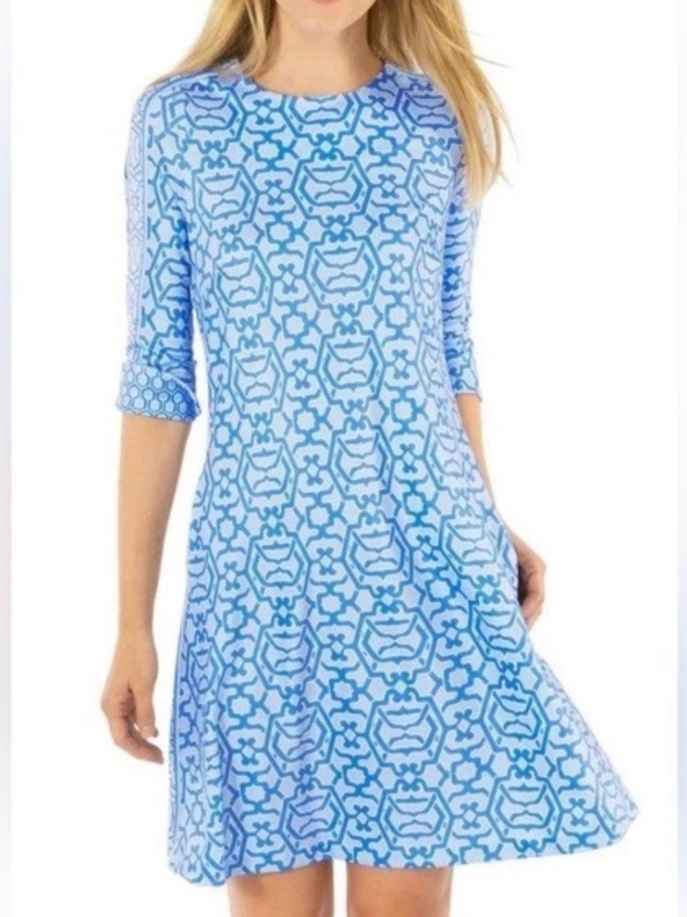 Gretchen Scott Blue & White Rio Gio Swing Dress XS